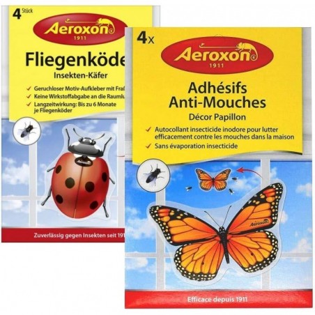 8 Stickers tue mouche avec insecticide et attractif